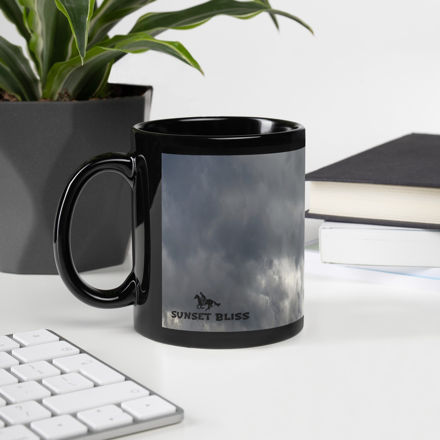 CLOUD9-Black Glossy Mug, Size: 11oz
