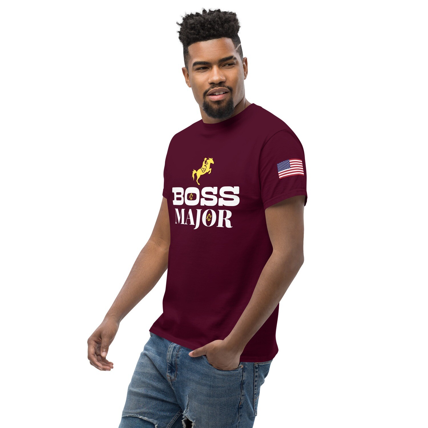 BOSS MAJOR-Men&#39;s classic tee, Color: Maroon, Size: S