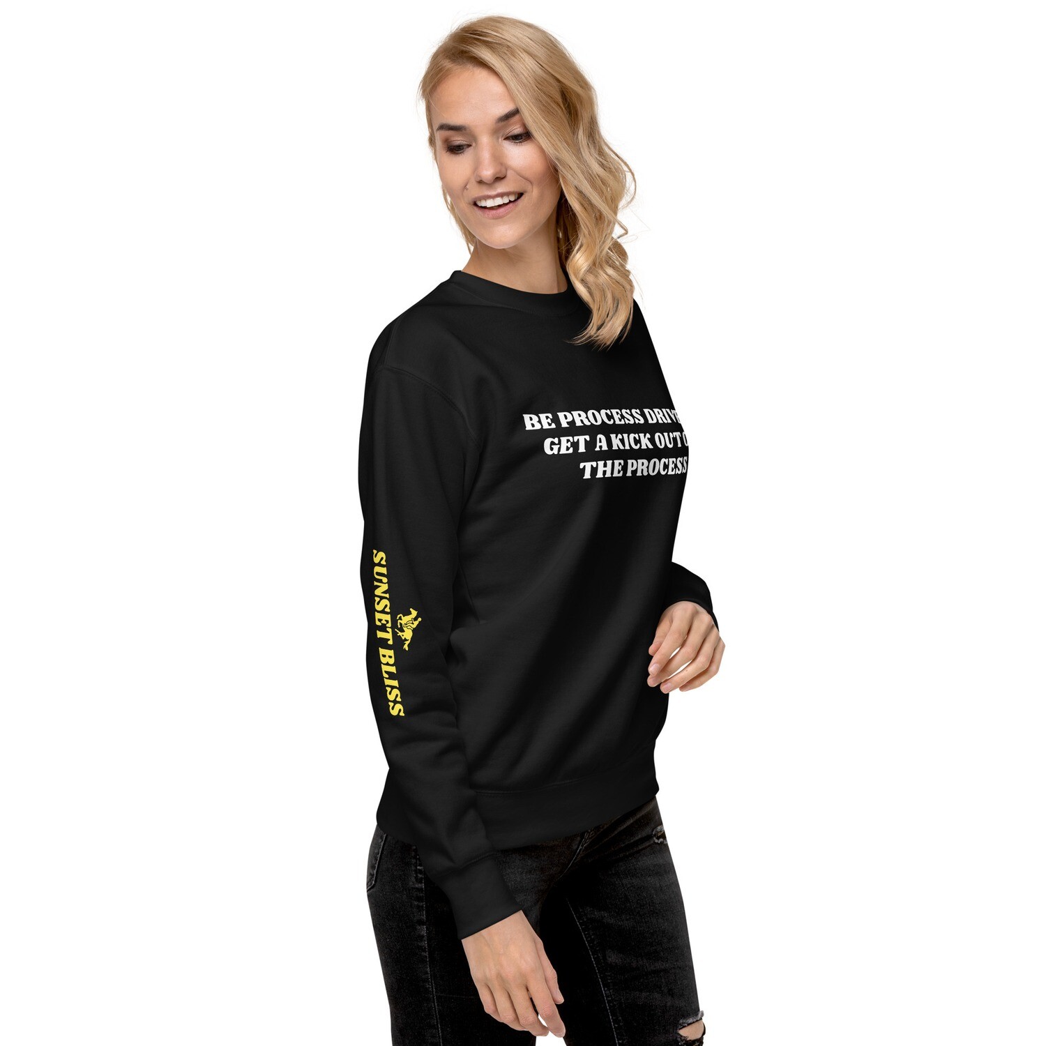 PROCESS DRIVEN-Unisex Premium Sweatshirt, Color: Black, Size: S