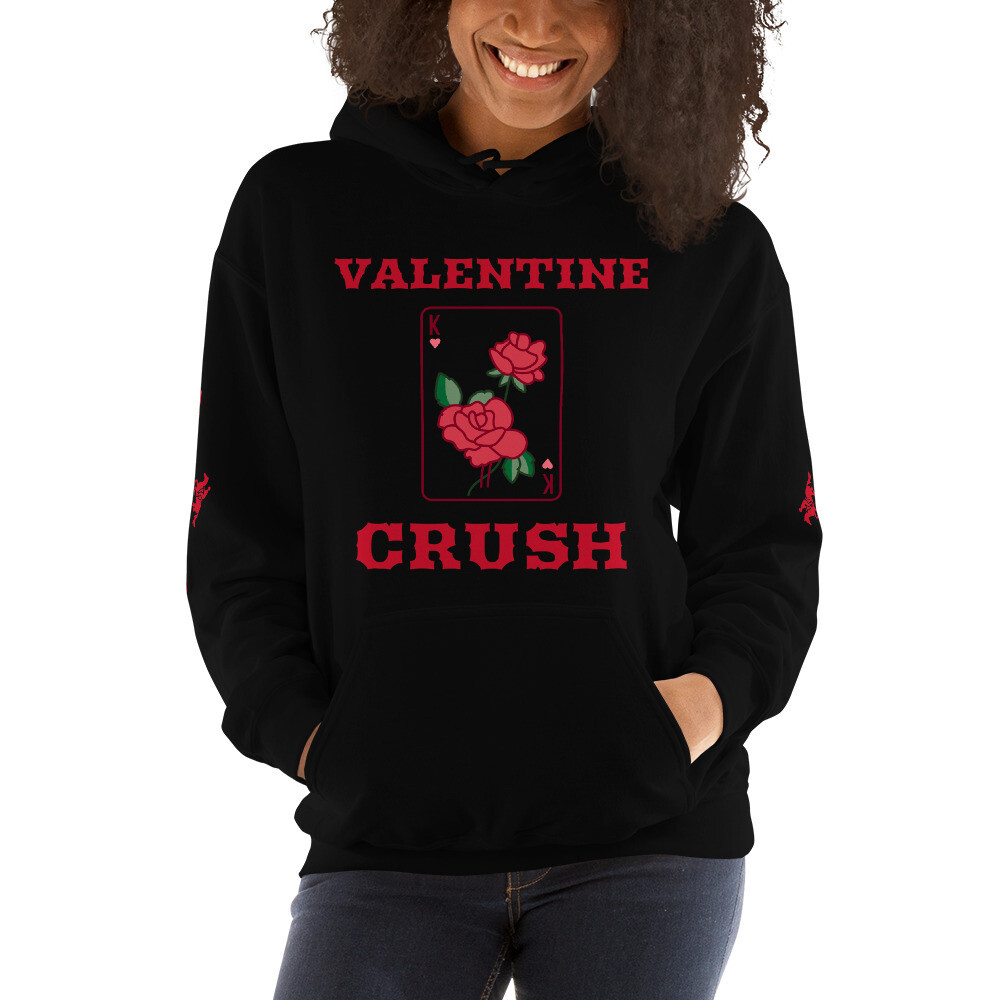 VALENTINE-Unisex Hoodie, Color: Black, Size: S