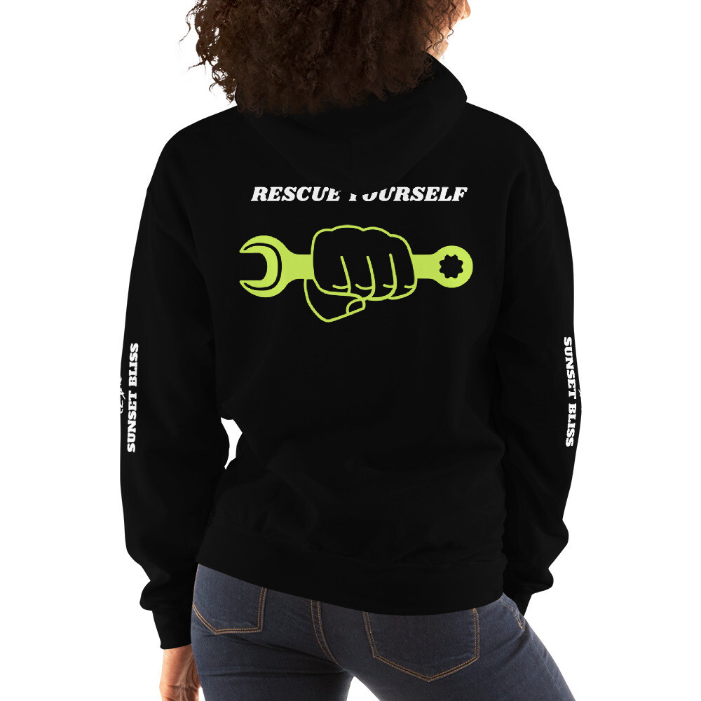 RESCUE YOURSELF-Unisex Hoodie, Color: Black, Size: S