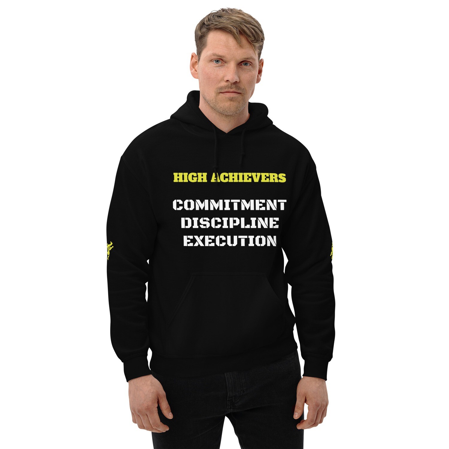 HIGH ACHIEVERS-Unisex Hoodie, Color: Black, Size: S
