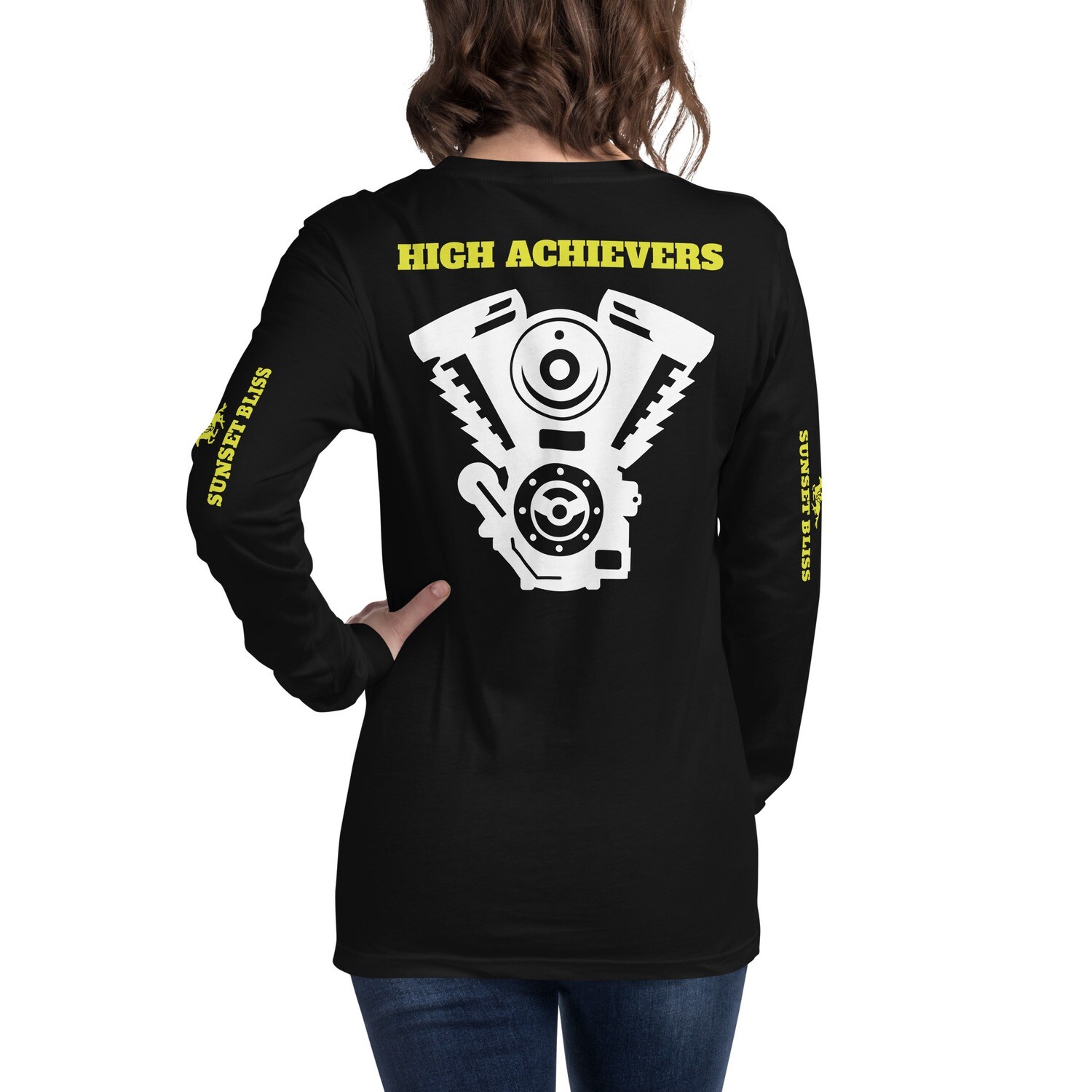 HIGH ACHIEVERS-Unisex Long Sleeve Tee, Color: Black, Size: XS