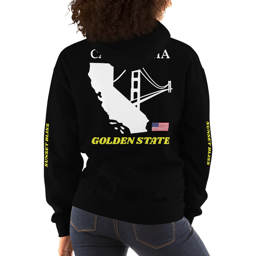 CALIFORNIA-Unisex Hoodie, Color: Black, Size: S