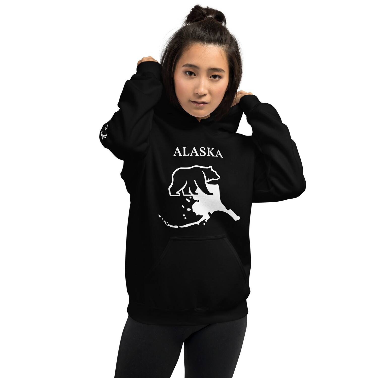 ALASKA-Unisex Hoodie, Color: Black, Size: S