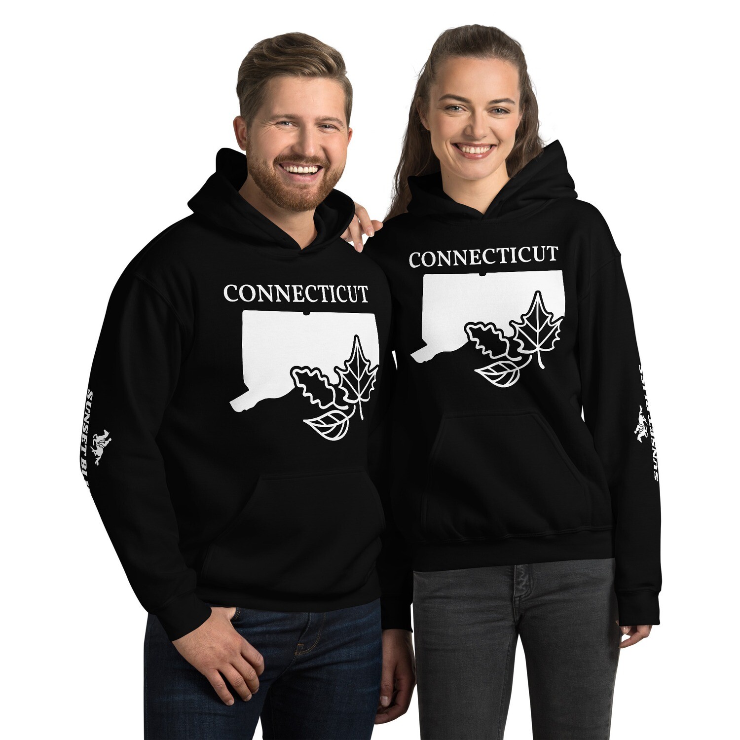 CONNECTICUT-Unisex Hoodie, Color: Black, Size: S
