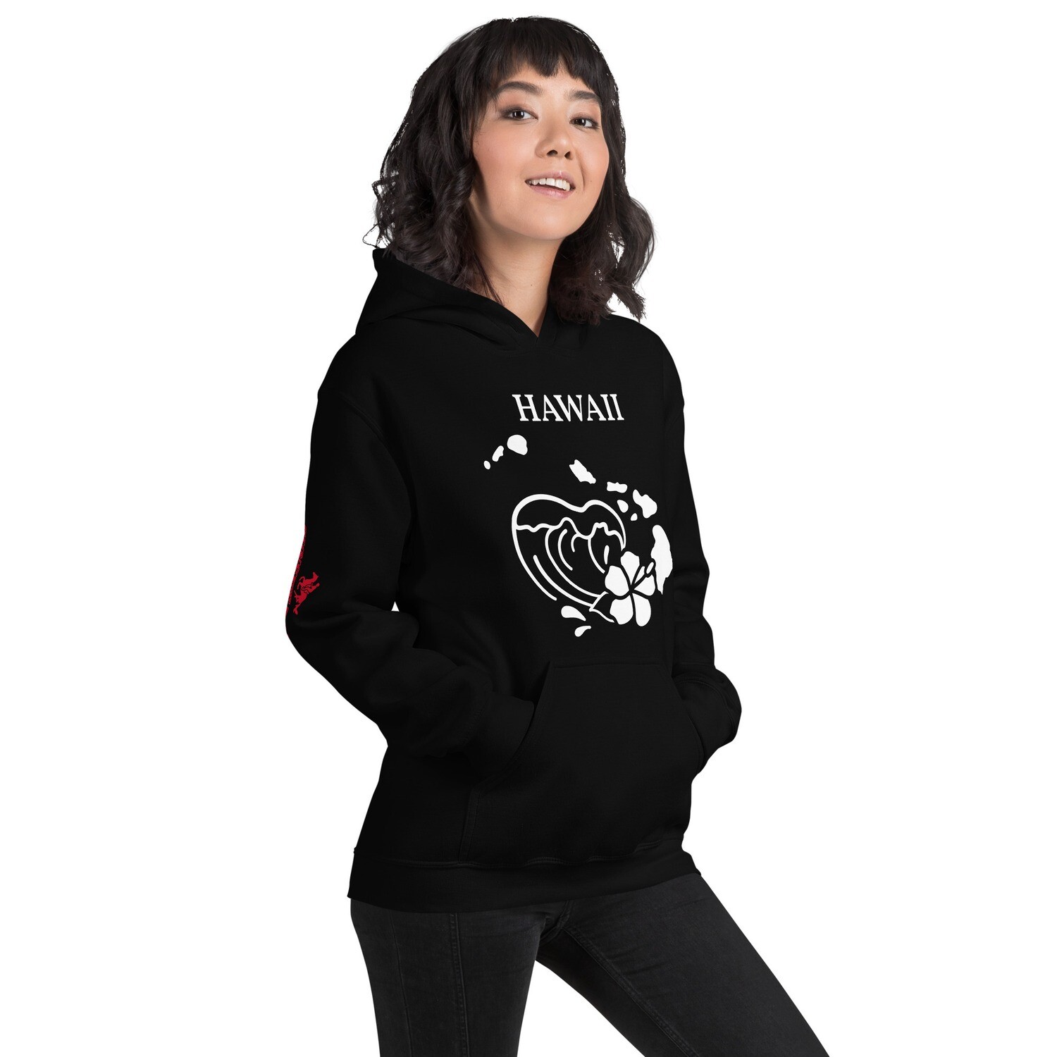 HAWAII-Unisex Hoodie, Color: Black, Size: S