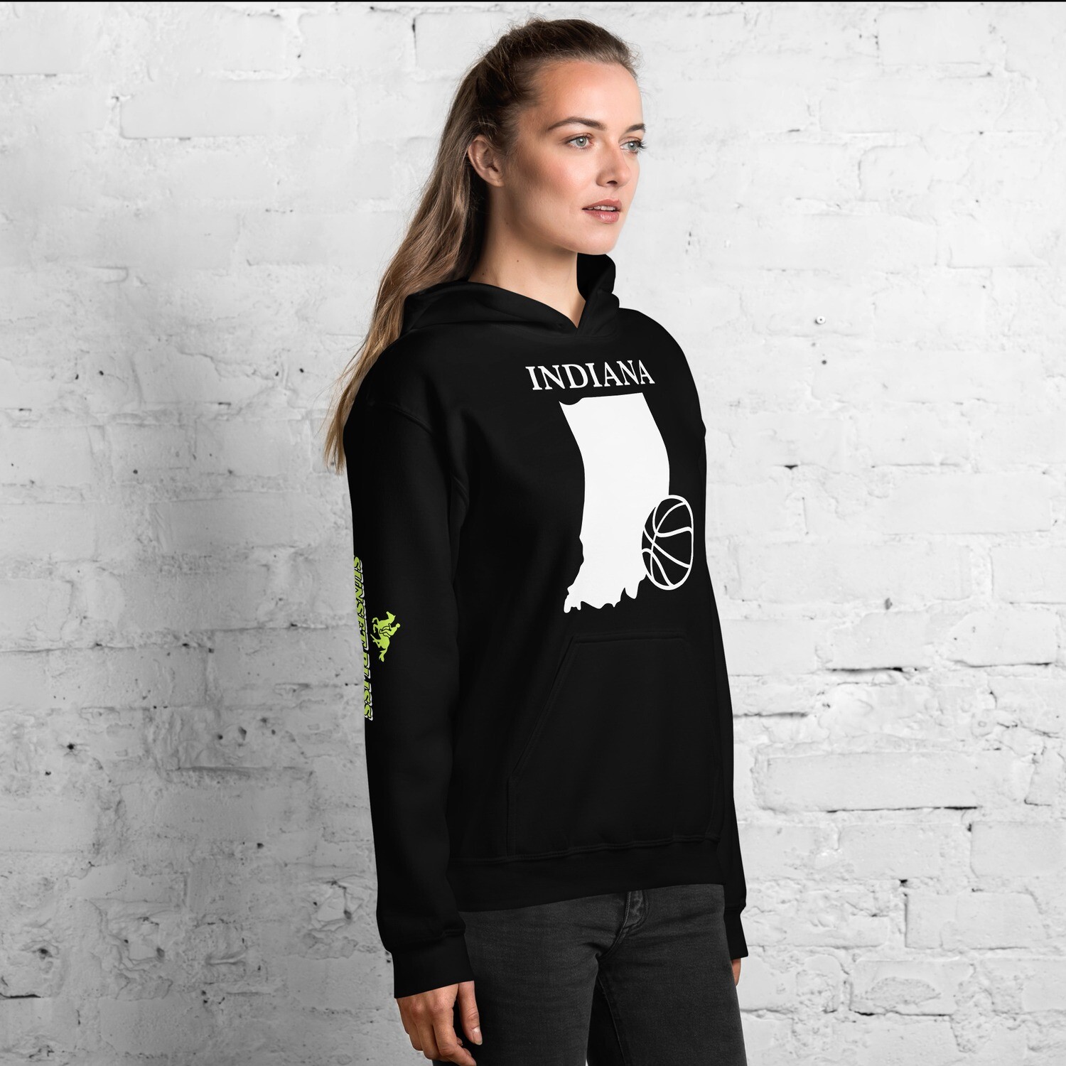 INDIANA-Unisex Hoodie, Color: Black, Size: S