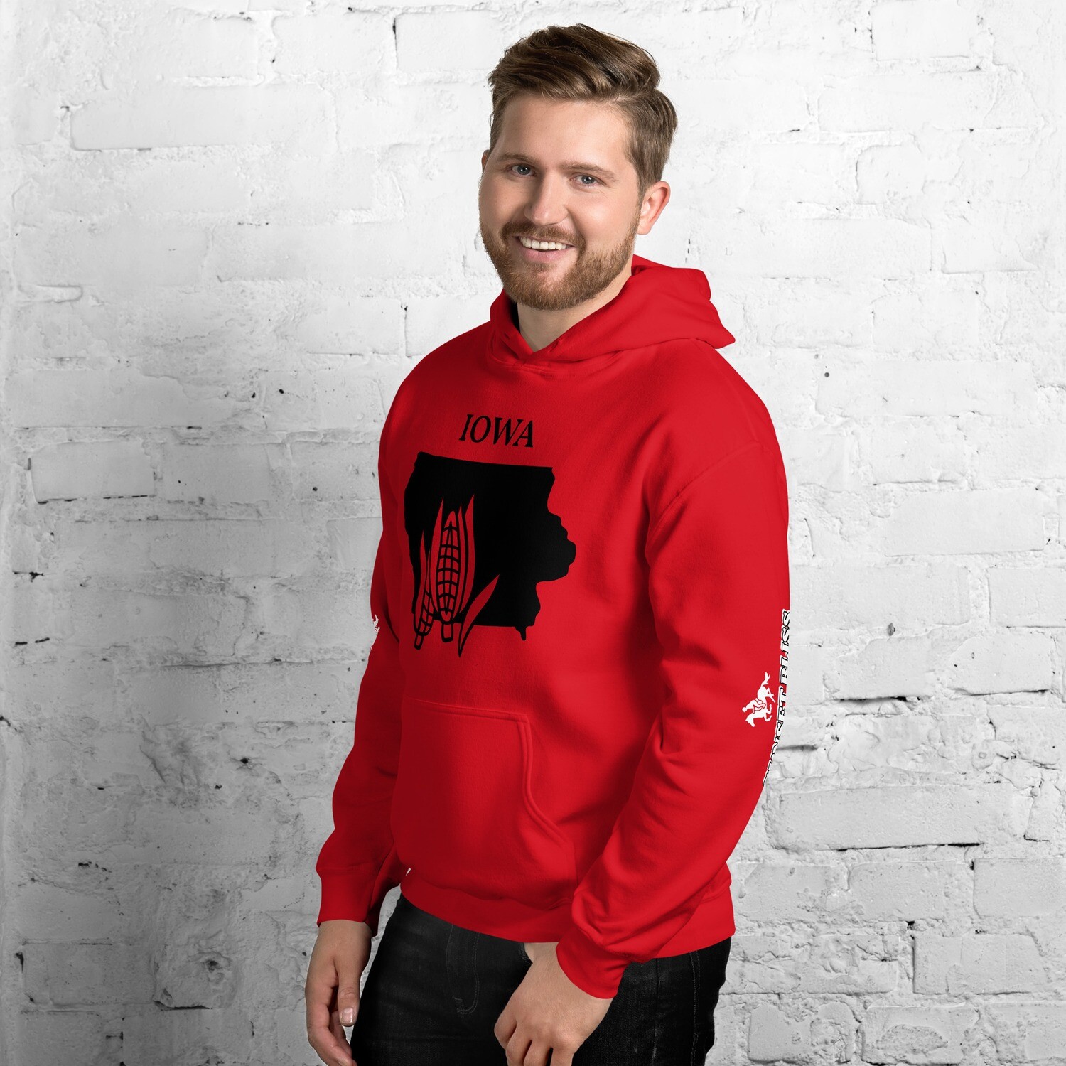 IOWA-Unisex Hoodie, Color: Red, Size: S