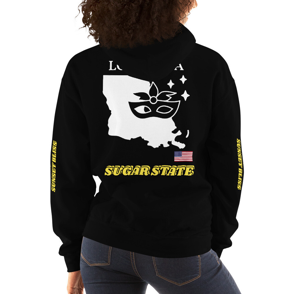 LOUISIANA-Unisex Hoodie, Color: Black, Size: S