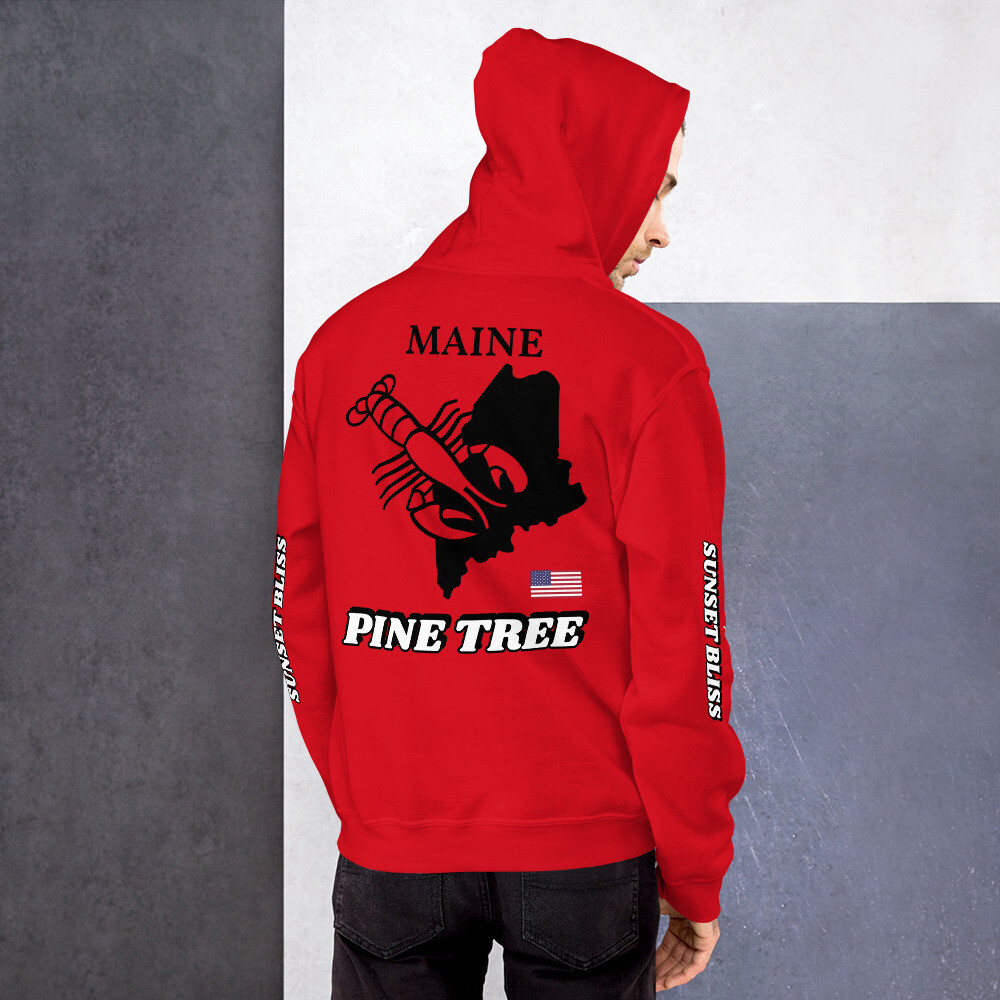 MAINE-Unisex Hoodie, Color: Red, Size: S