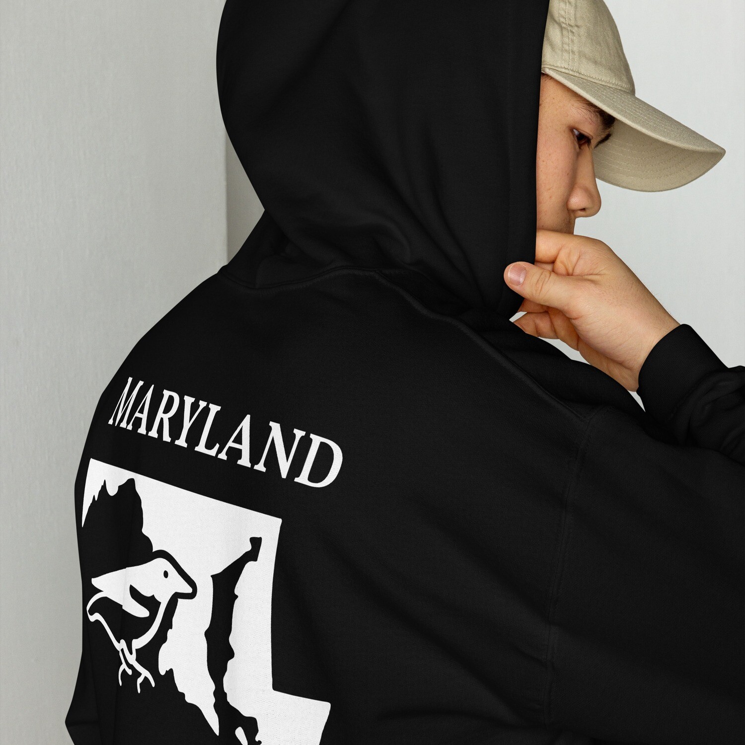 MARYLAND-Unisex Hoodie, Color: Black, Size: S