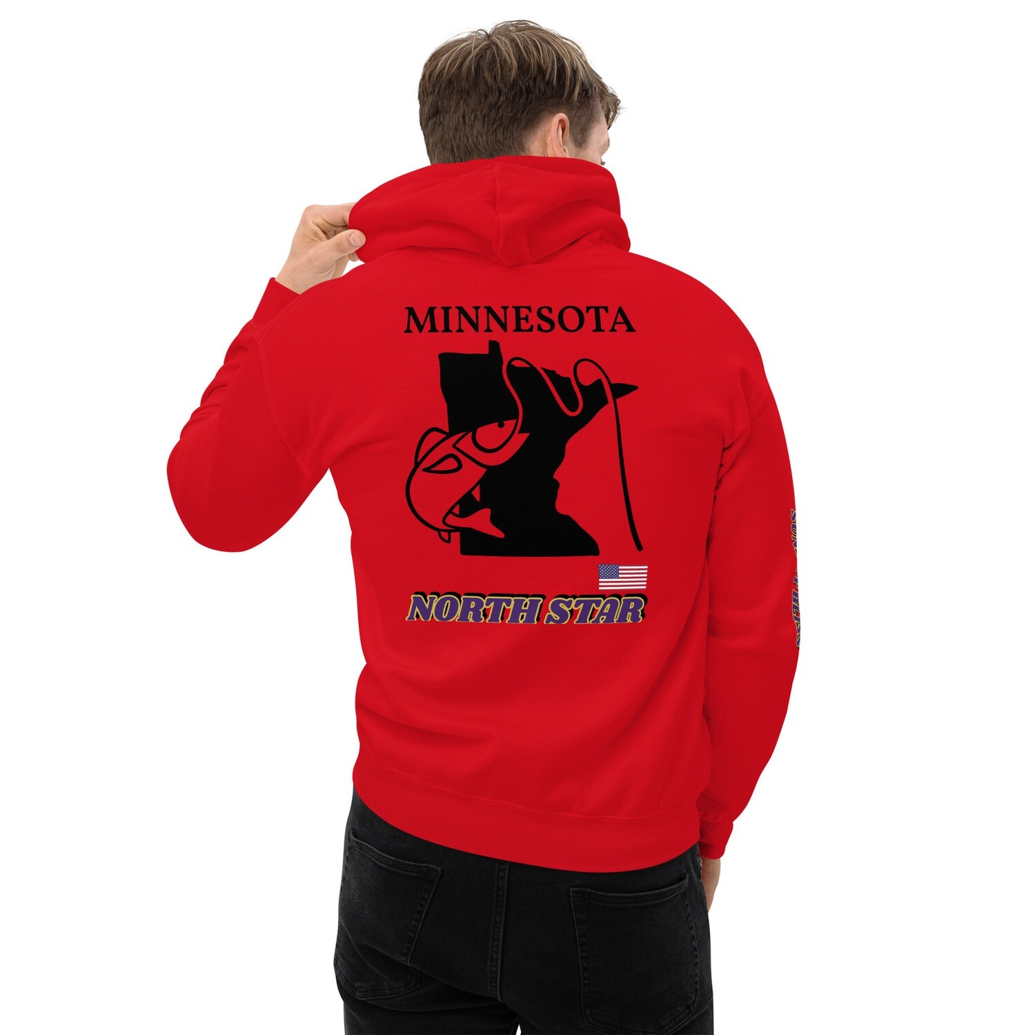MINNESOTA-Unisex Hoodie, Color: Red, Size: S