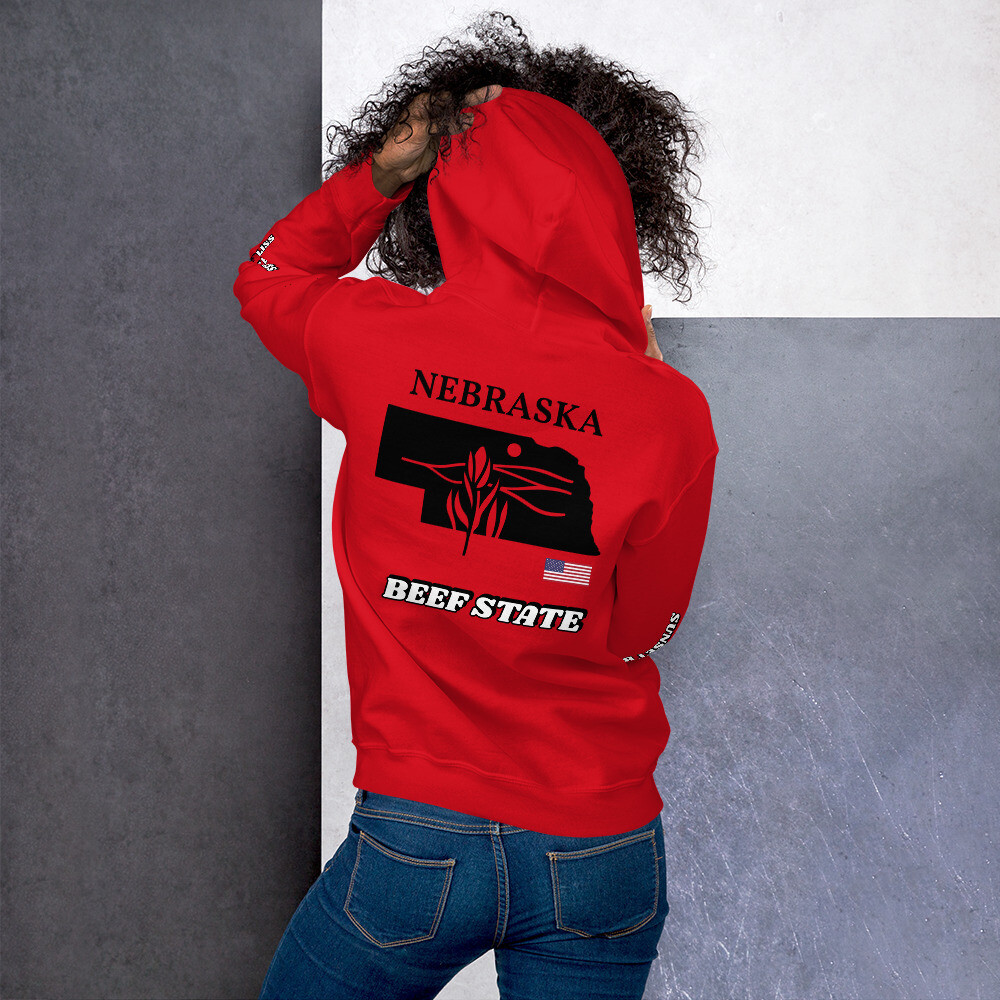 NEBRASKA-Unisex Hoodie, Color: Red, Size: S
