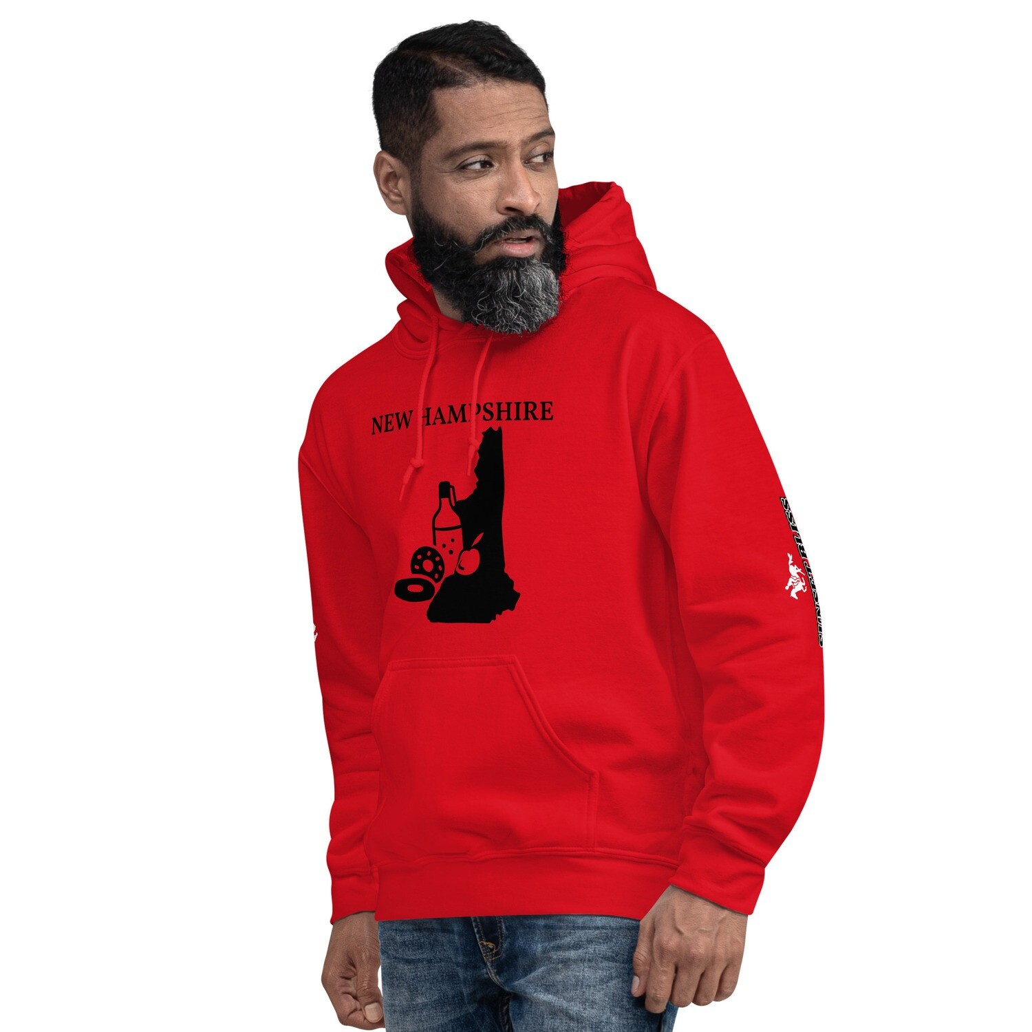 NEW HAMPSHIRE-Unisex Hoodie, Color: Red, Size: S
