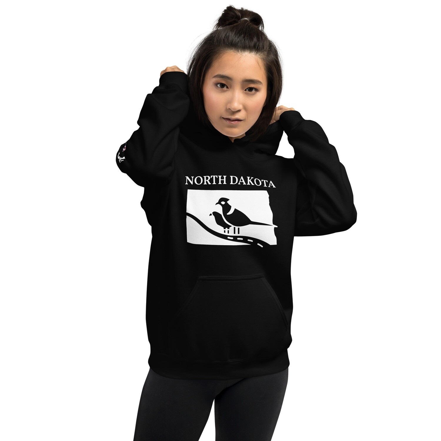 NORTH DAKOTA-Unisex Hoodie, Color: Black, Size: S