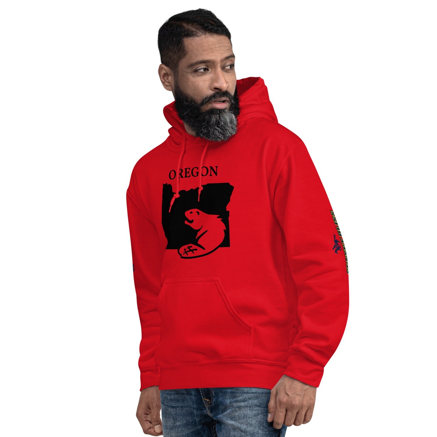 OREGON-Unisex Hoodie, Color: Red, Size: S
