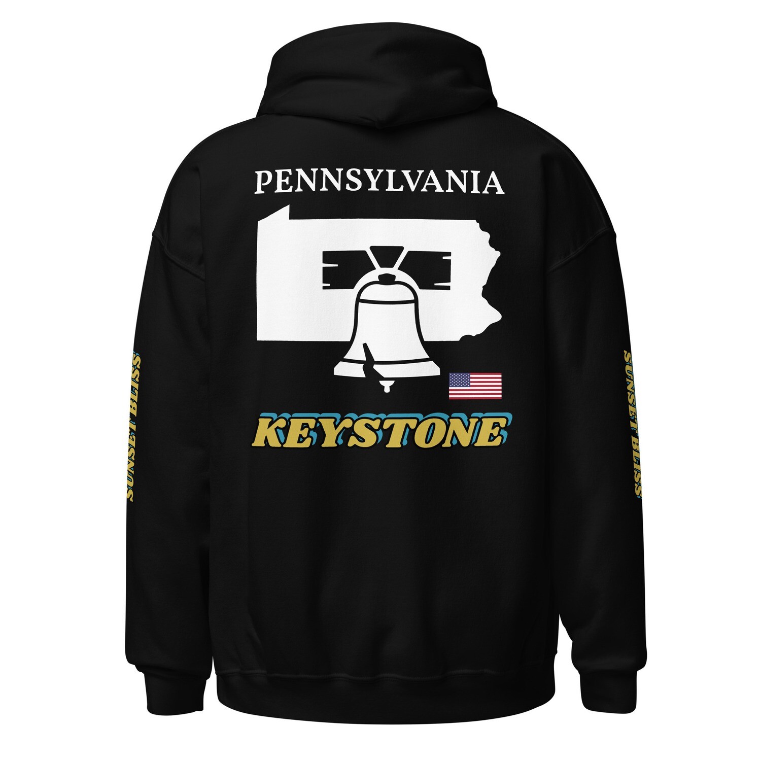 PENNSYLVANIA-Unisex Hoodie, Color: Black, Size: S