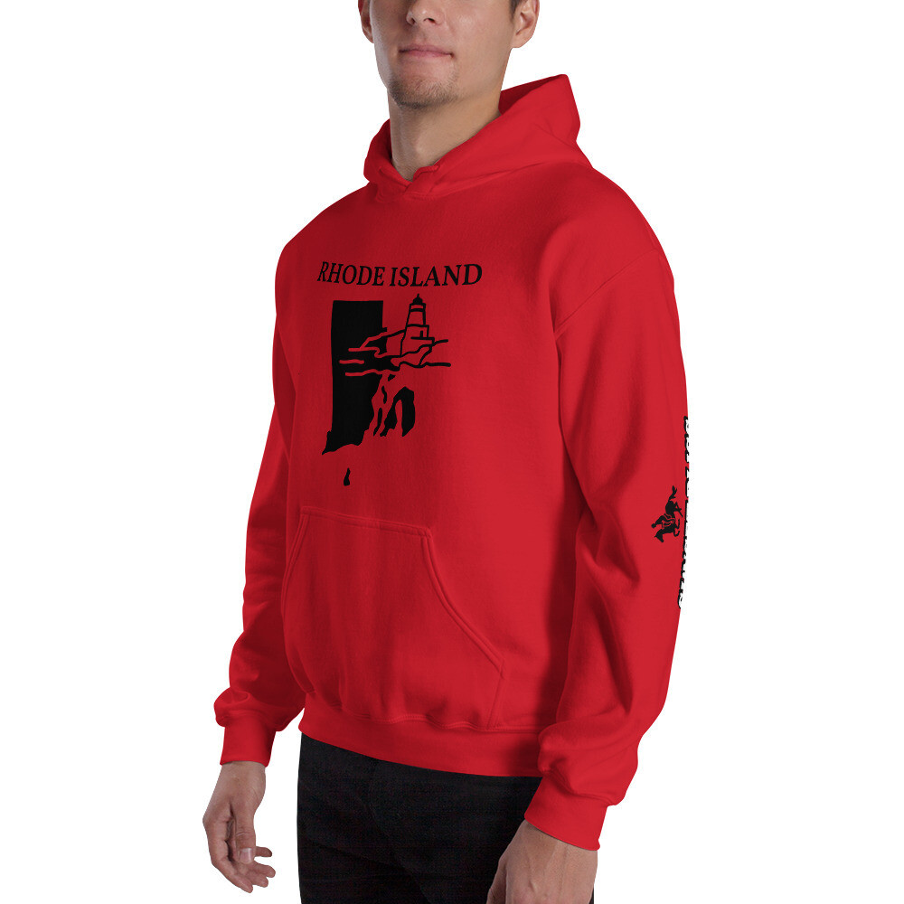 RHODE ISLAND-Unisex Hoodie, Color: Red, Size: S