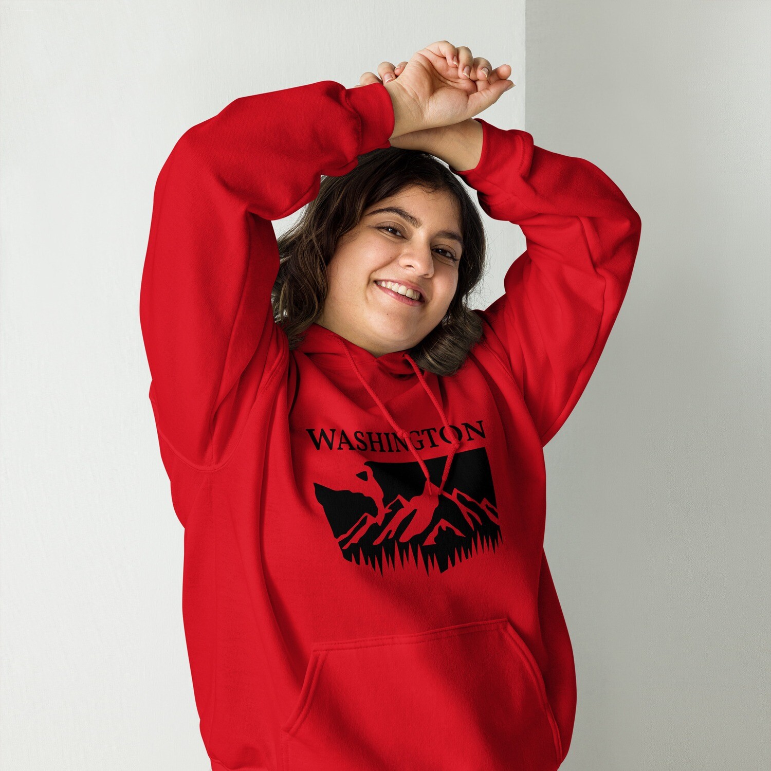 WASHINGTON-Unisex Hoodie, Color: Red, Size: S