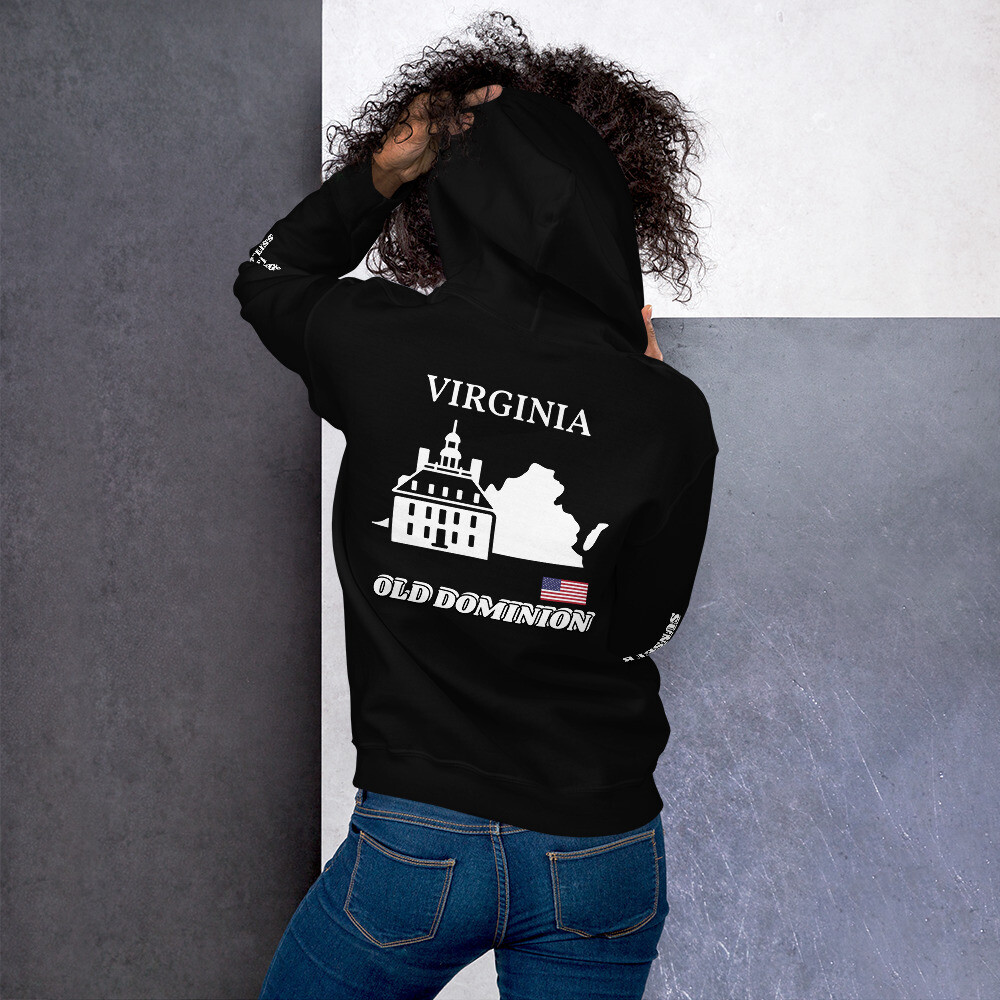 VIRGINIA-Unisex Hoodie, Color: Black, Size: S