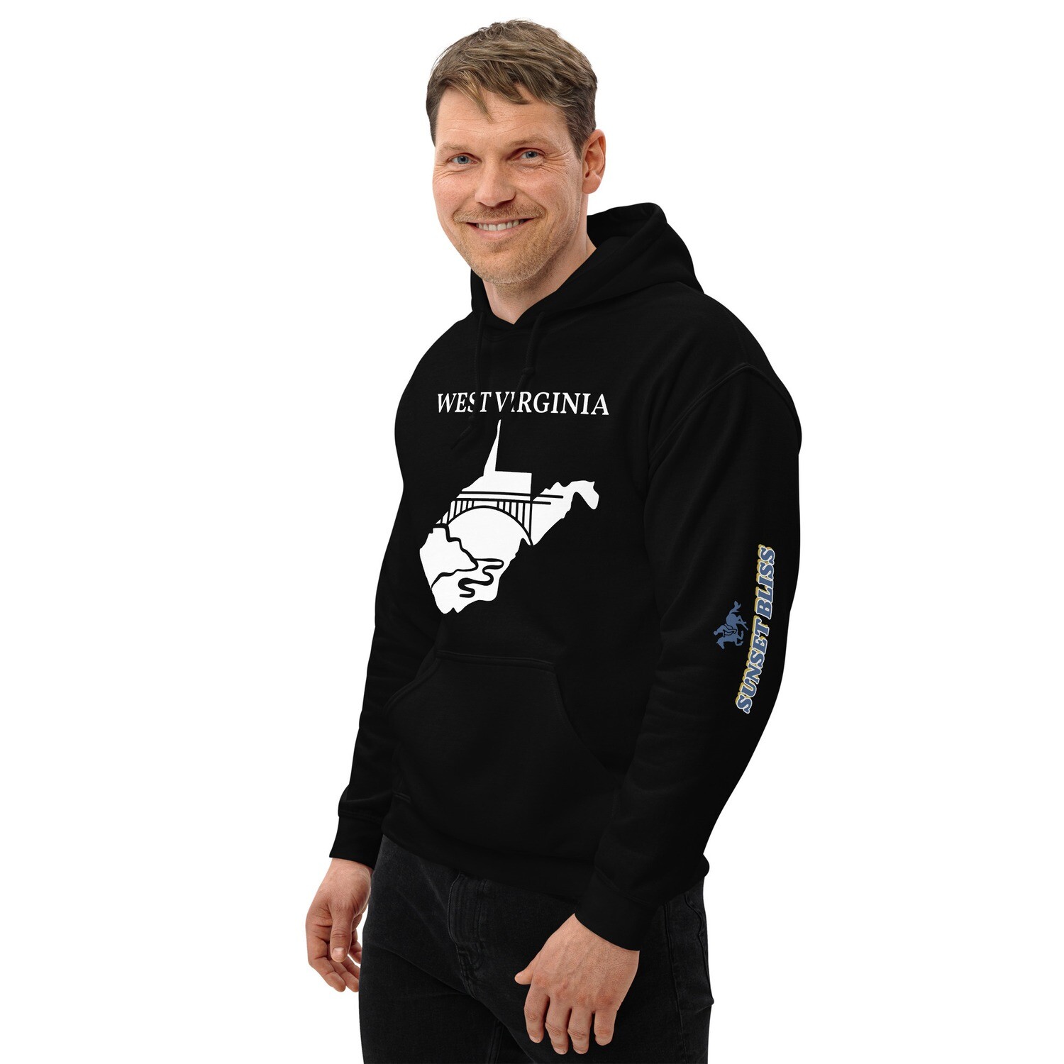 WEST VIRGINIA-Unisex Hoodie, Color: Black, Size: S