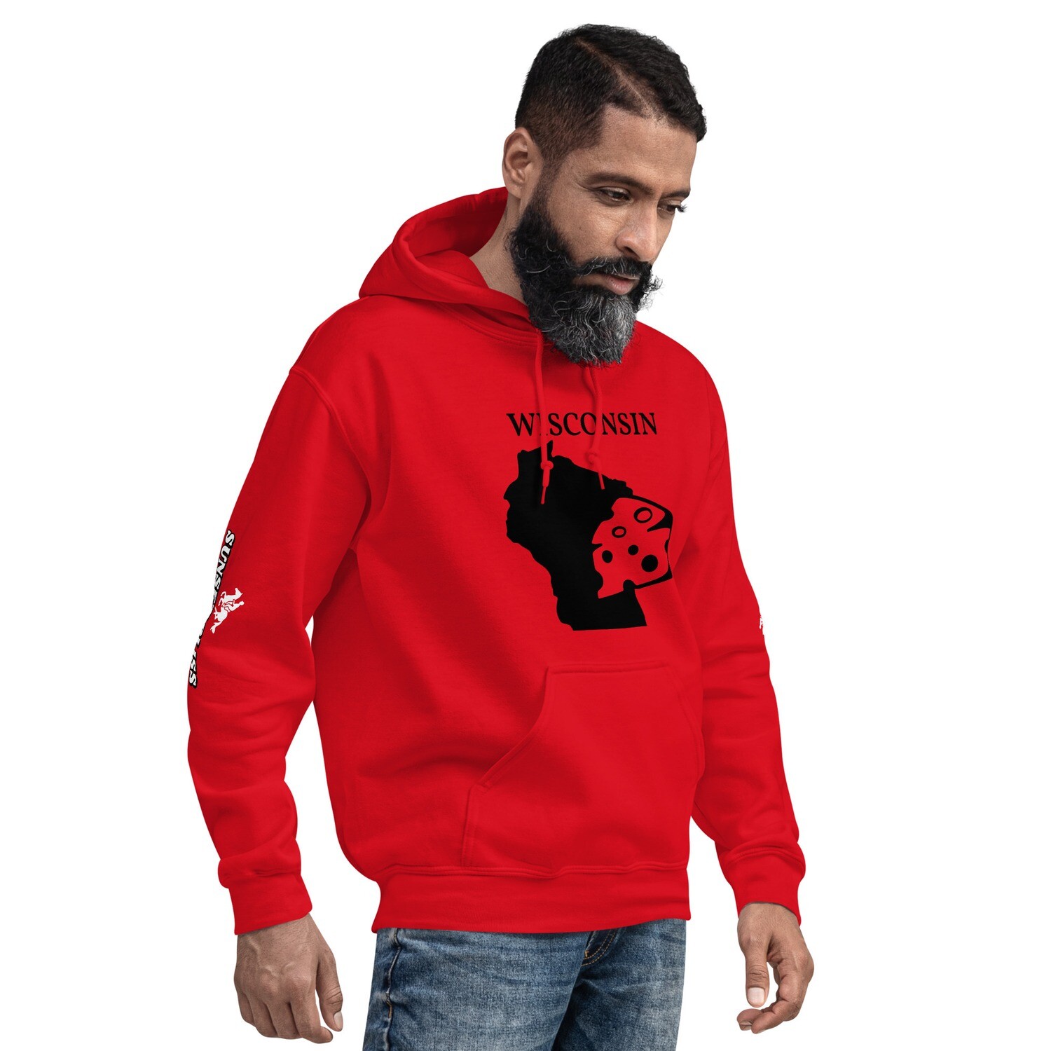 WISCONSIN-Unisex Hoodie, Color: Red, Size: S