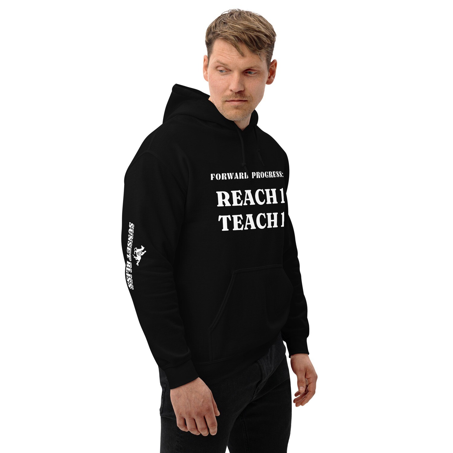 REACH-1-Unisex Hoodie, Color: Black, Size: S