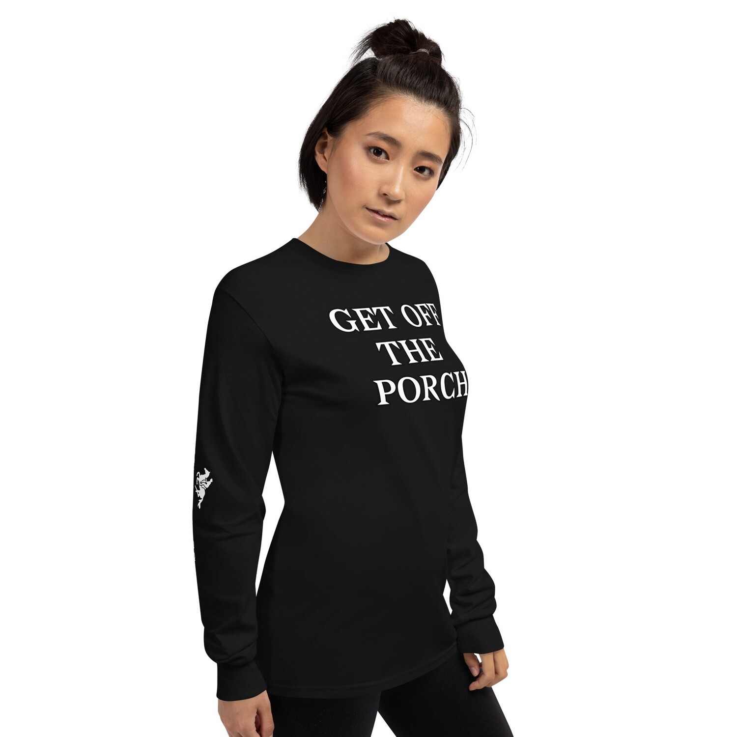 OFF PORCH-Men’s Long Sleeve Shirt, Color: Black, Size: S