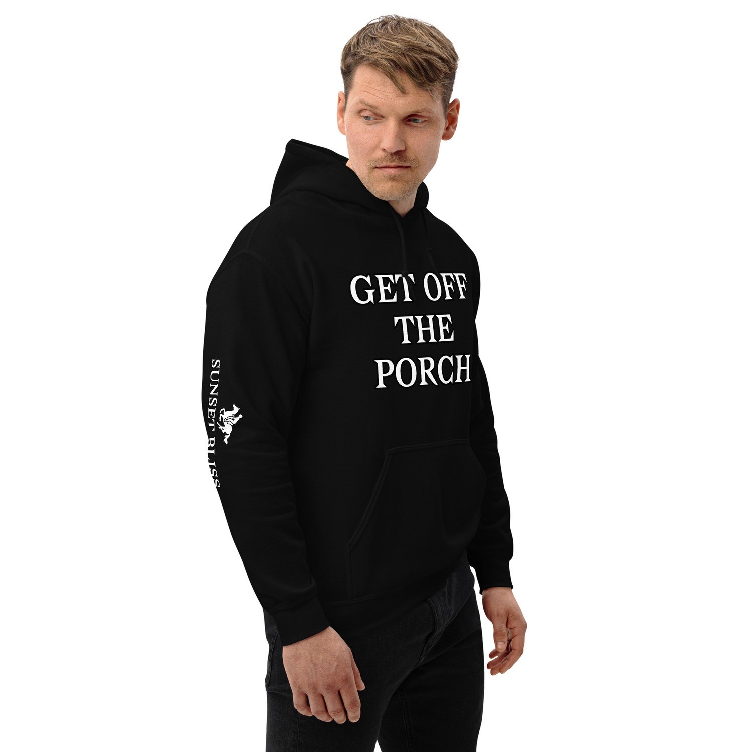 OFF PORCH-Unisex Hoodie, Color: Black, Size: S