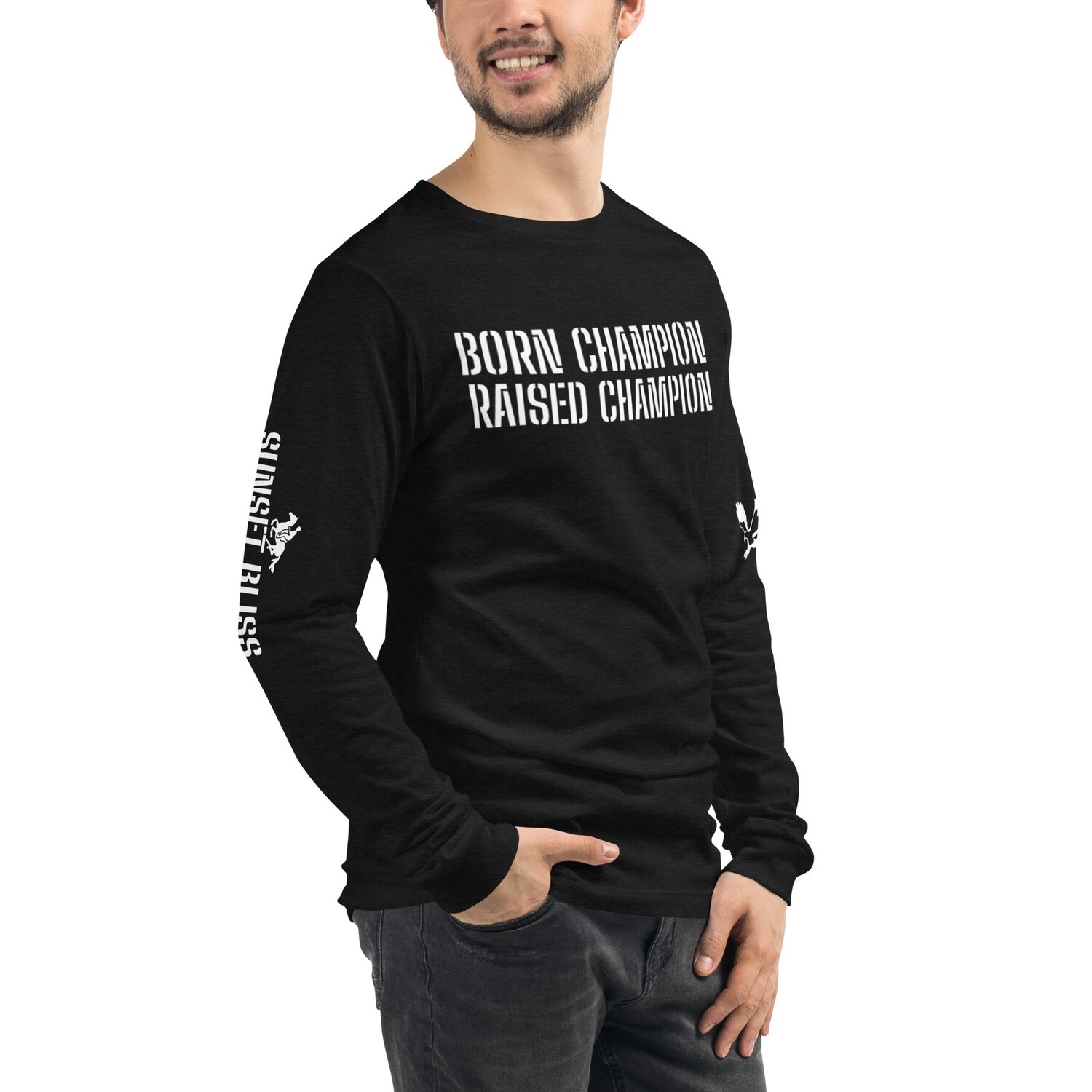 BE CHAMPION-GRIND-Unisex Long Sleeve Tee, Color: Black Heather, Size: XS