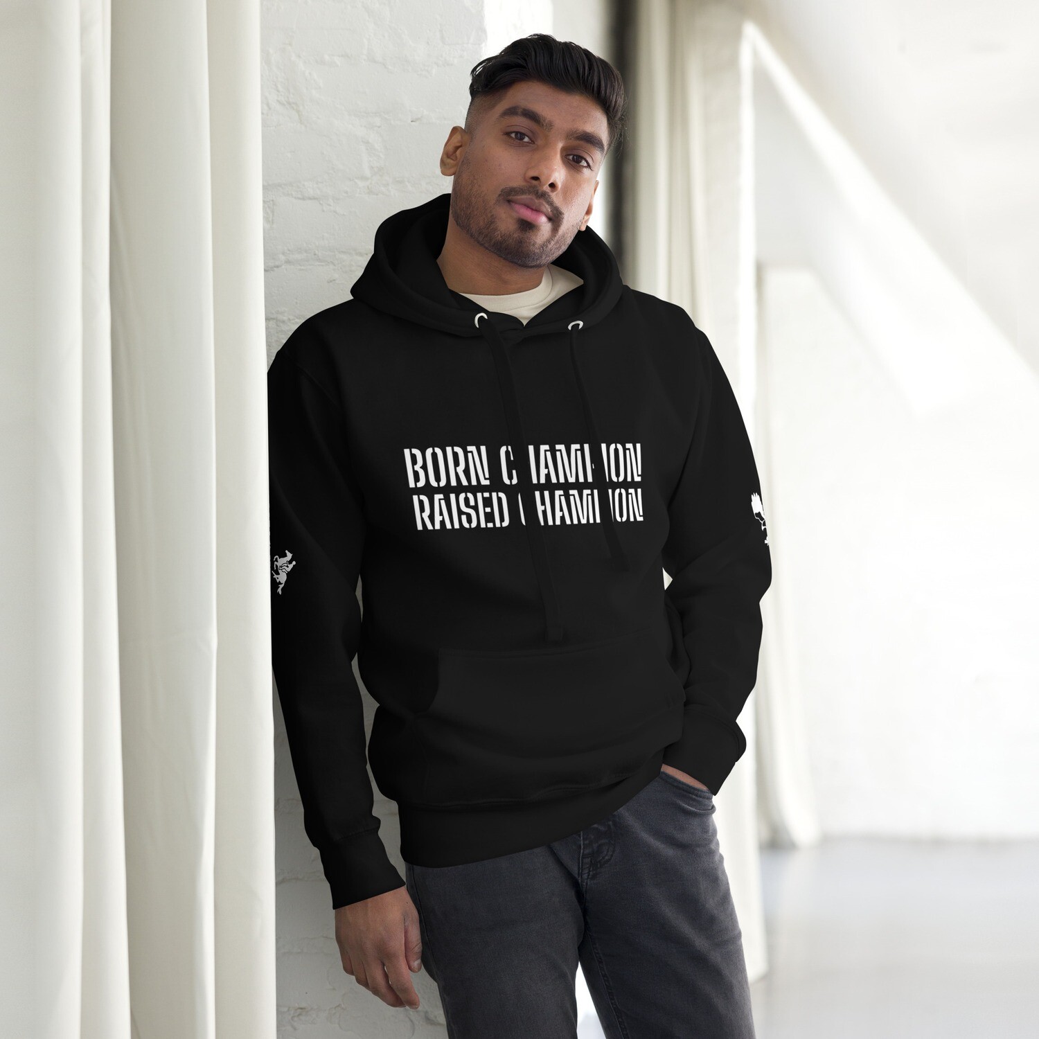 BE CHAMPION-ACCOUNTABLE-Unisex Hoodie, Color: Black, Size: S