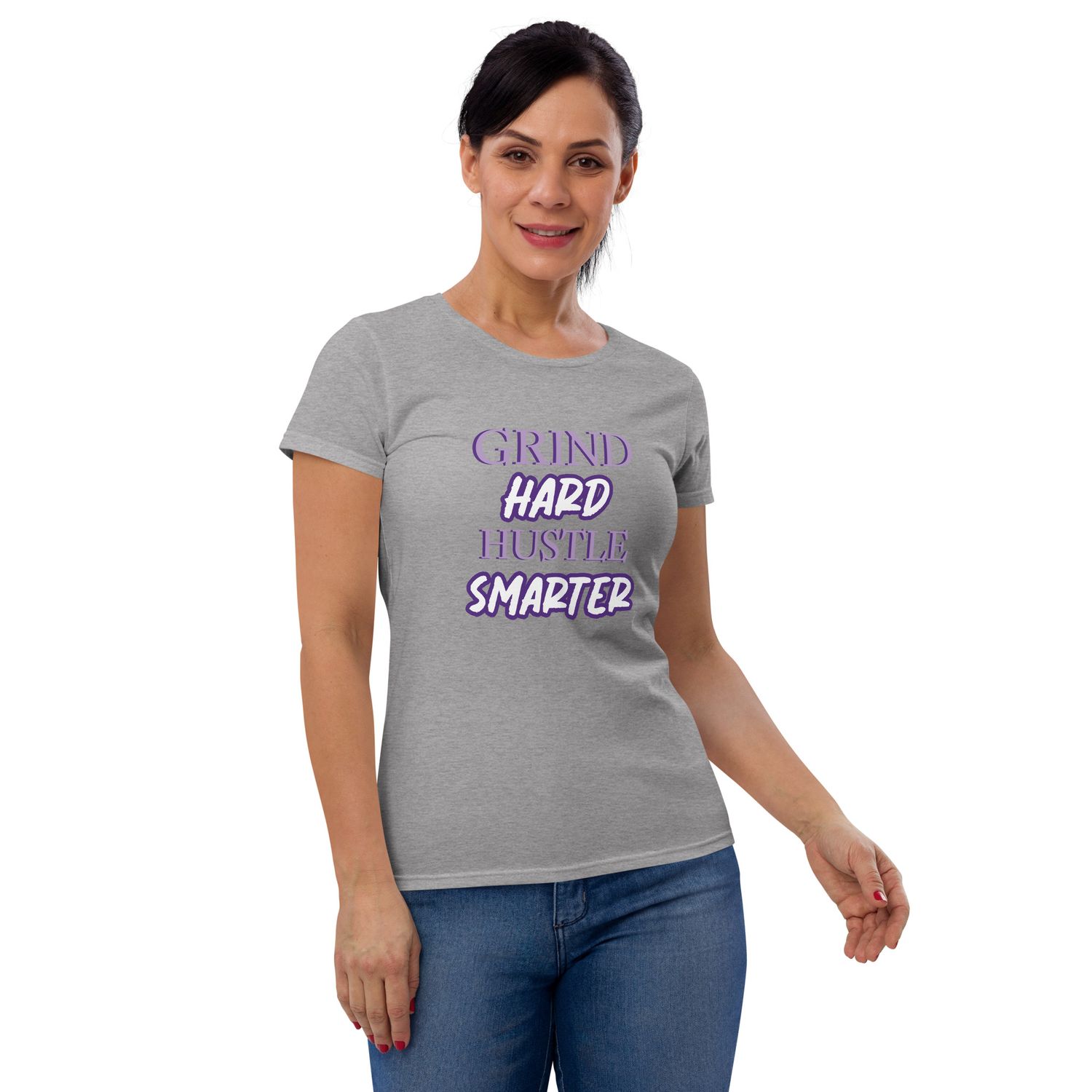 HUSTLE SMARTER-Women&#39;s short sleeve t-shirt