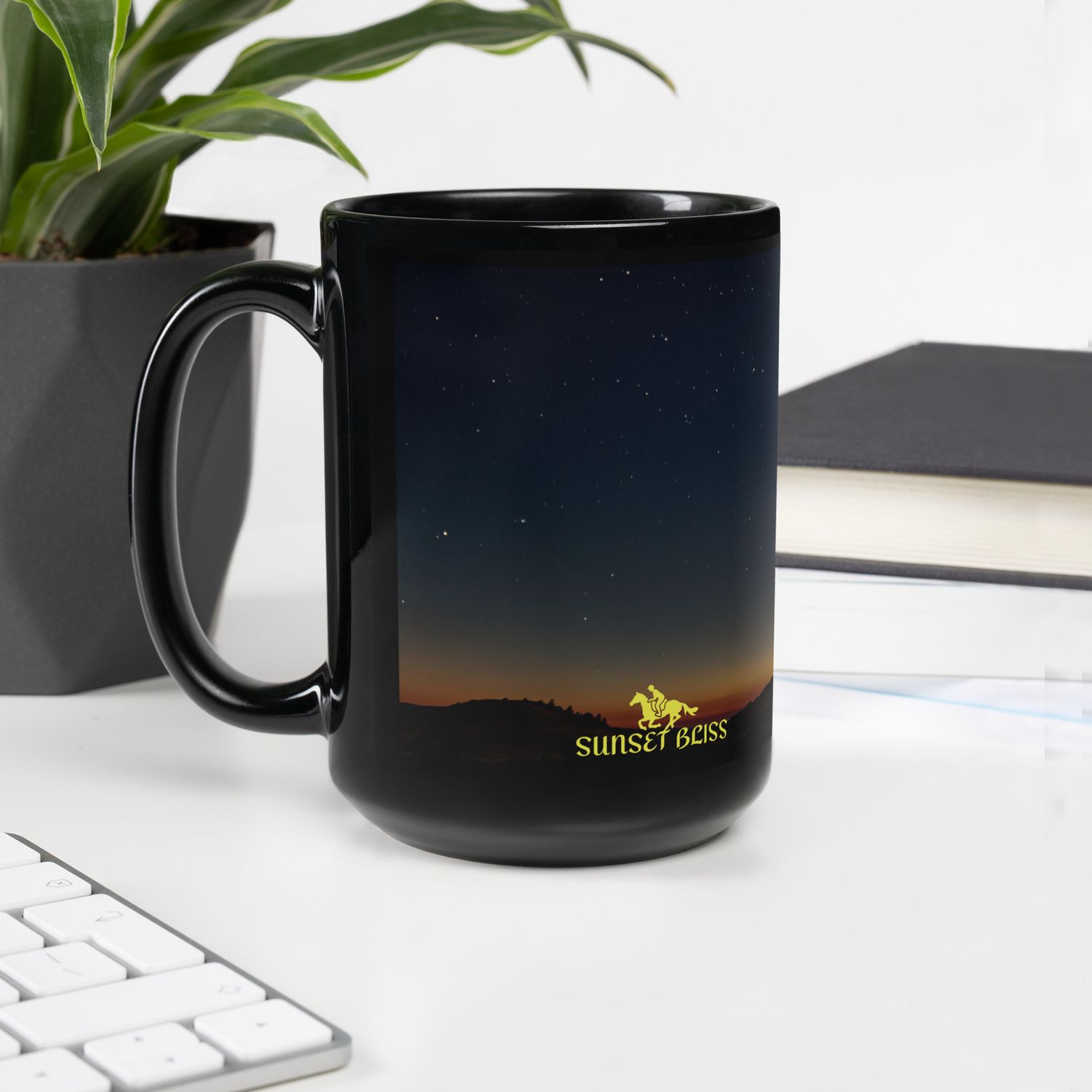 SUNSET BLISS HORIZON-Black Glossy Mug