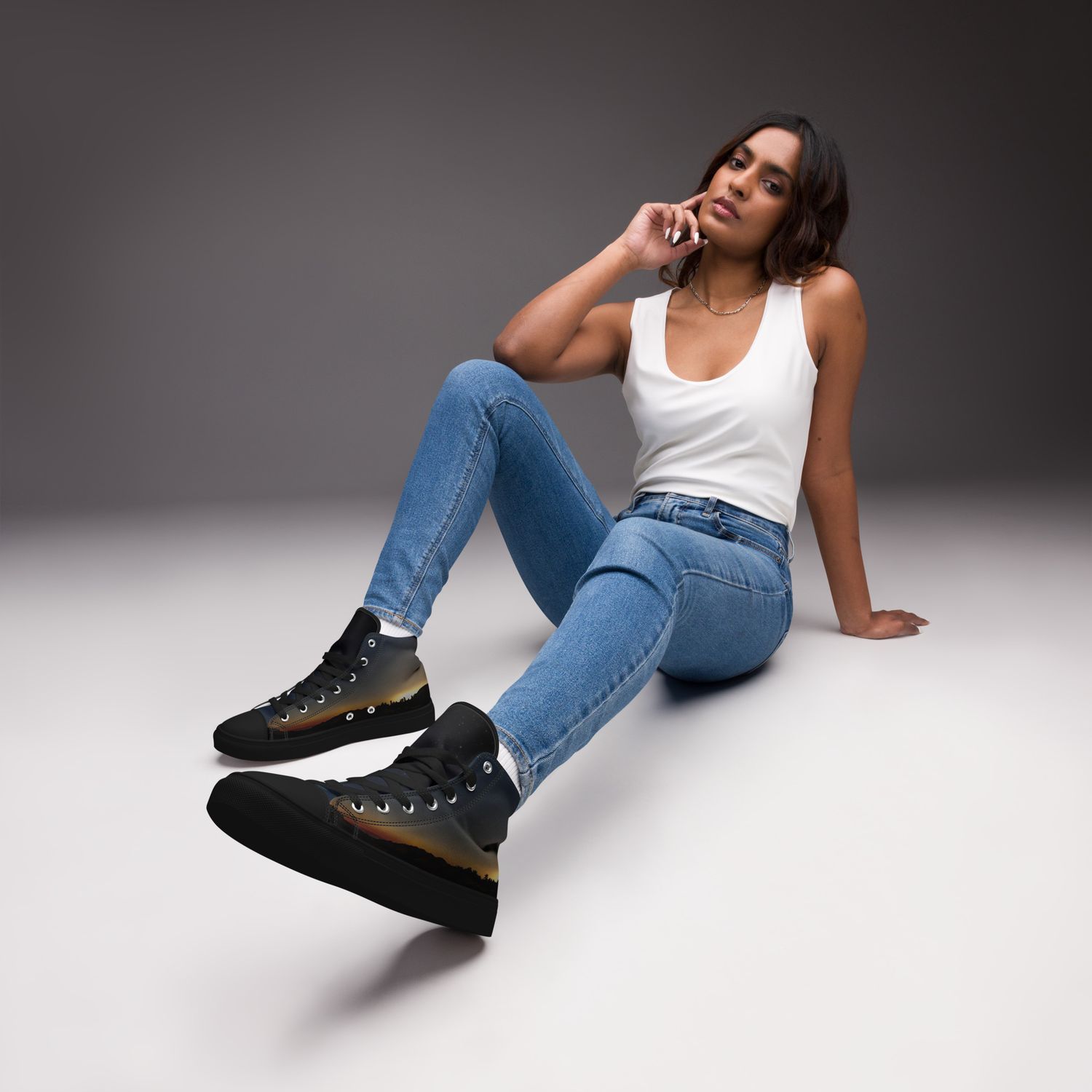 SUNSET BLISS HORIZON-Women’s high top canvas shoes