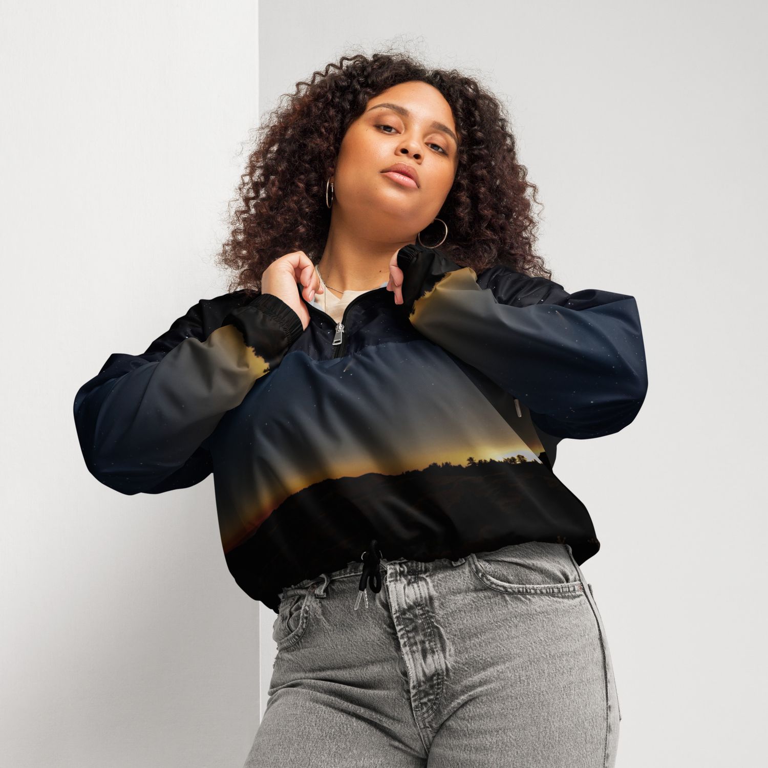 SUNSET BLISS HORIZON-Women’s cropped windbreaker