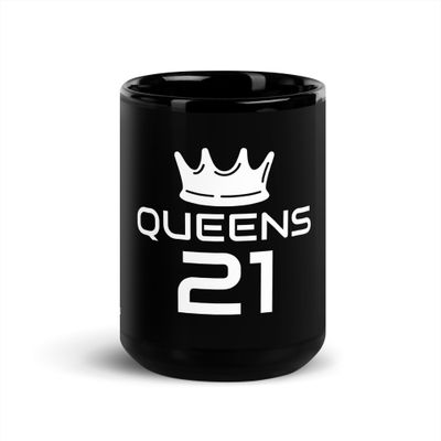 QUEENS CELEBRATE-Black Glossy Mug