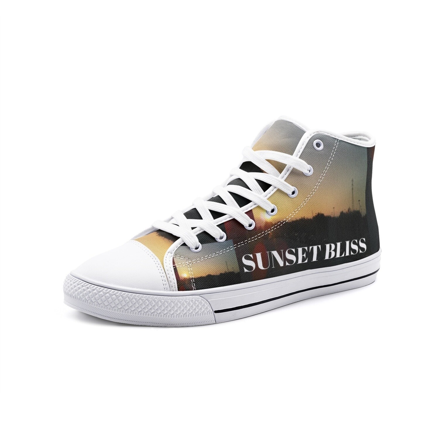 SUNSET BLISS DOUBLE-Unisex High Top Canvas Shoes