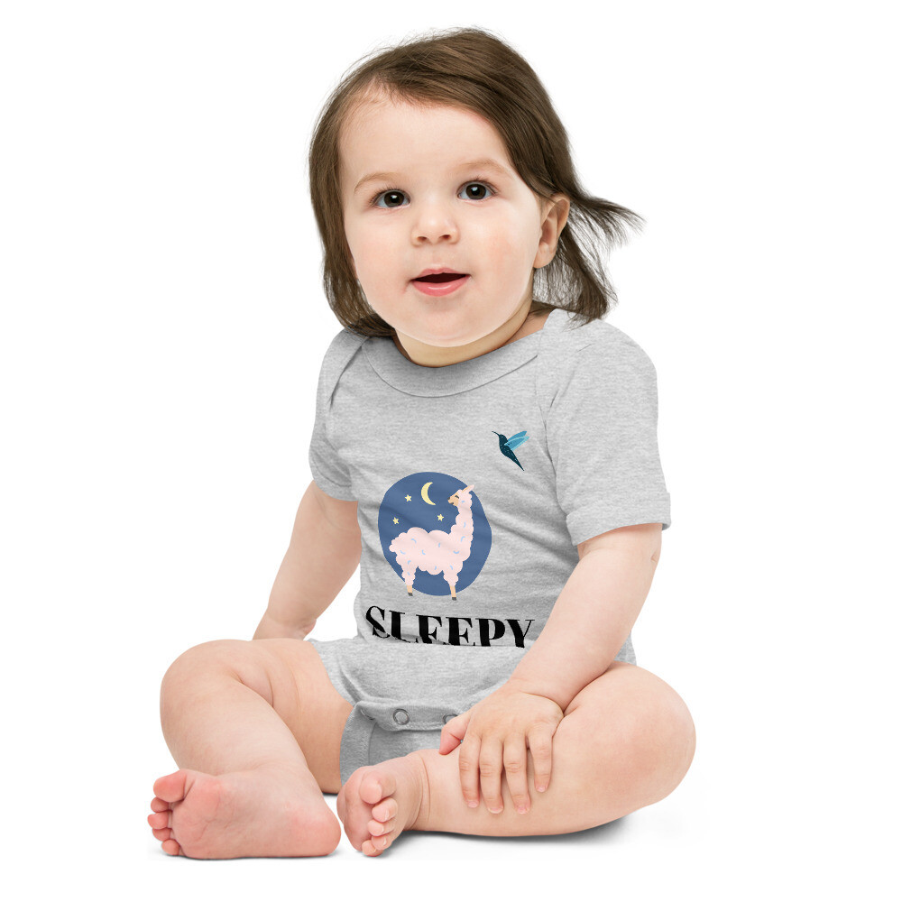SLEEPY-Baby short sleeve one piece, Color: Athletic Heather, Size: 3-6m