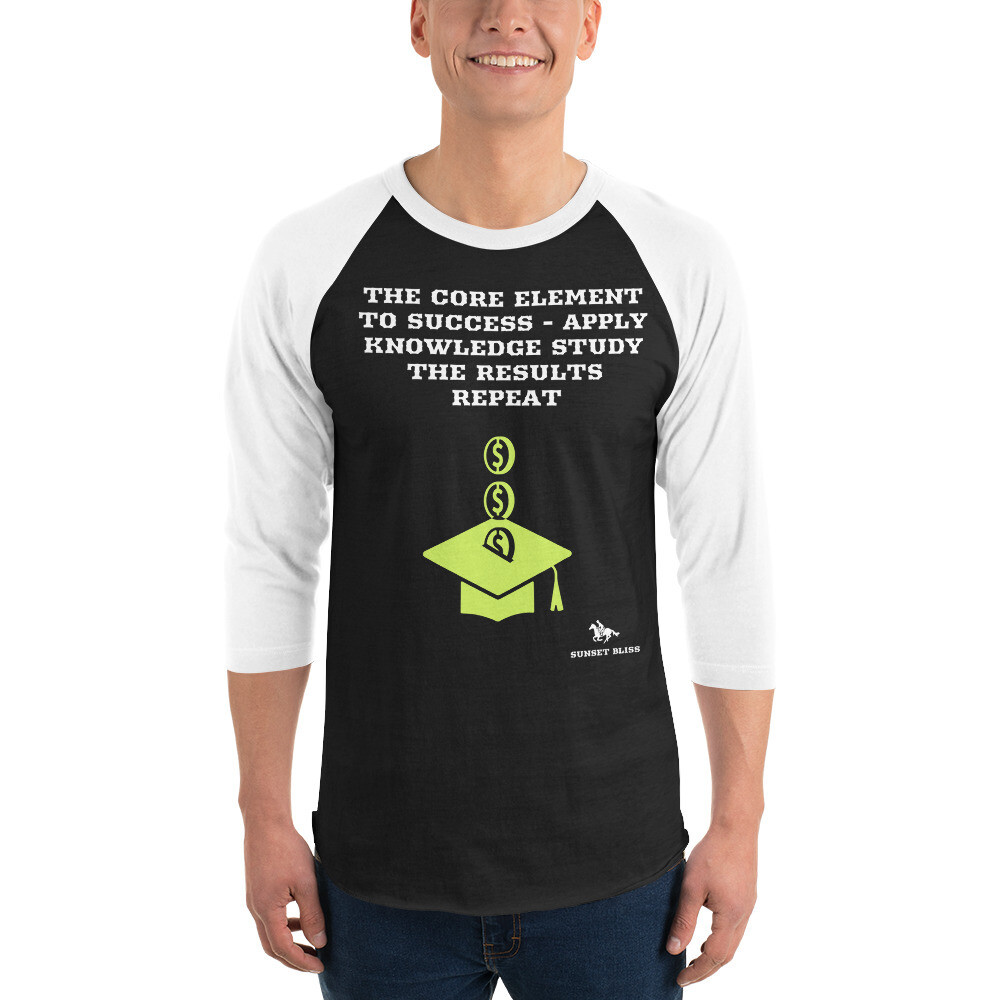 CORE ELEMENT-3/4 sleeve raglan shirt, Color: Black/White, Size: S