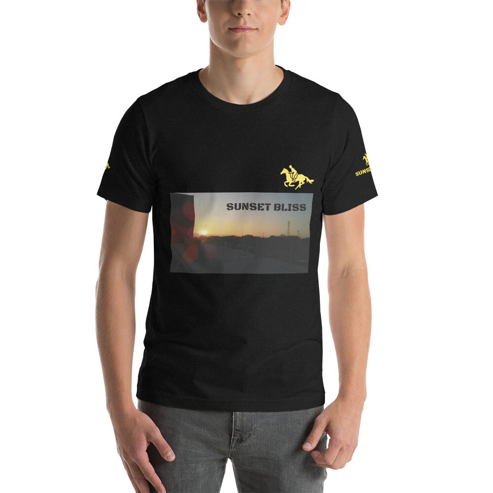 SUNSET BLISS-Short-Sleeve Unisex T-Shirt, Color: Black Heather, Size: S