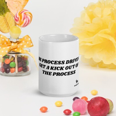 PROCESS DRIVEN-White glossy mug