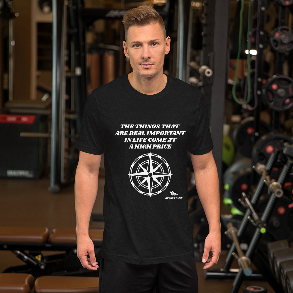 LIFE PRICE-Short-Sleeve Unisex T-Shirt, Color: Black Heather, Size: S