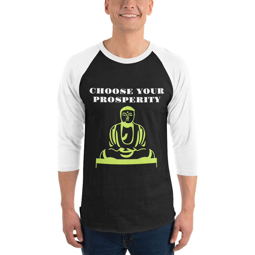 CHOOSE-3/4 sleeve raglan shirt, Color: Black/White, Size: XS