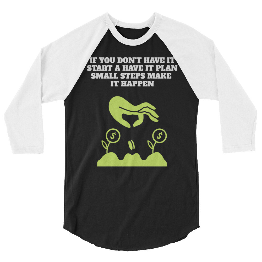 HAVE IT PLAN-3/4 sleeve raglan shirt, Color: Black/White, Size: XS