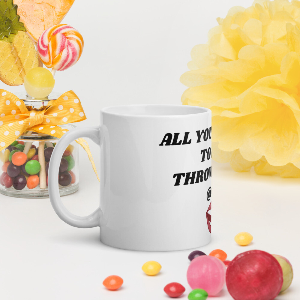 THROW WORDS-White glossy mug, Size: 11oz