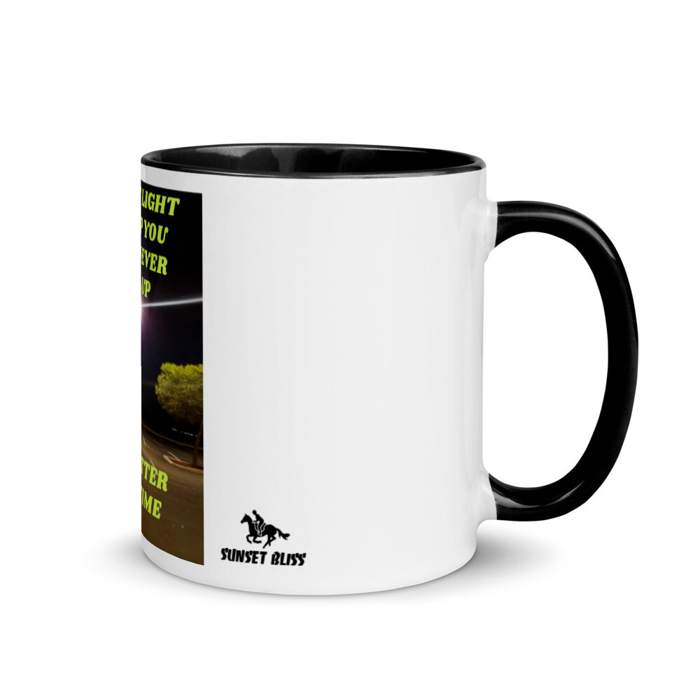 NEVER GIVE UP-Mug with Color Inside, Color: Black