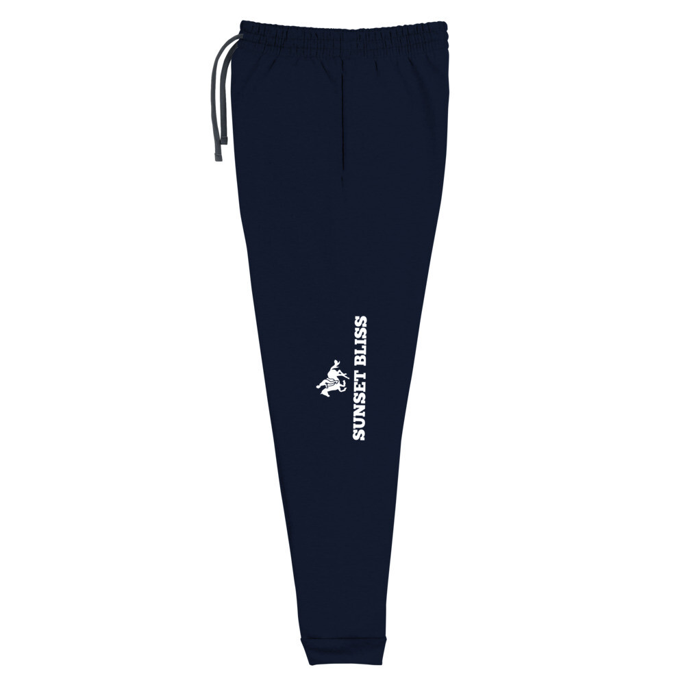 SUNSET BLISS RIDER\WHITE PRINT-Unisex Joggers, Color: J. Navy, Size: S