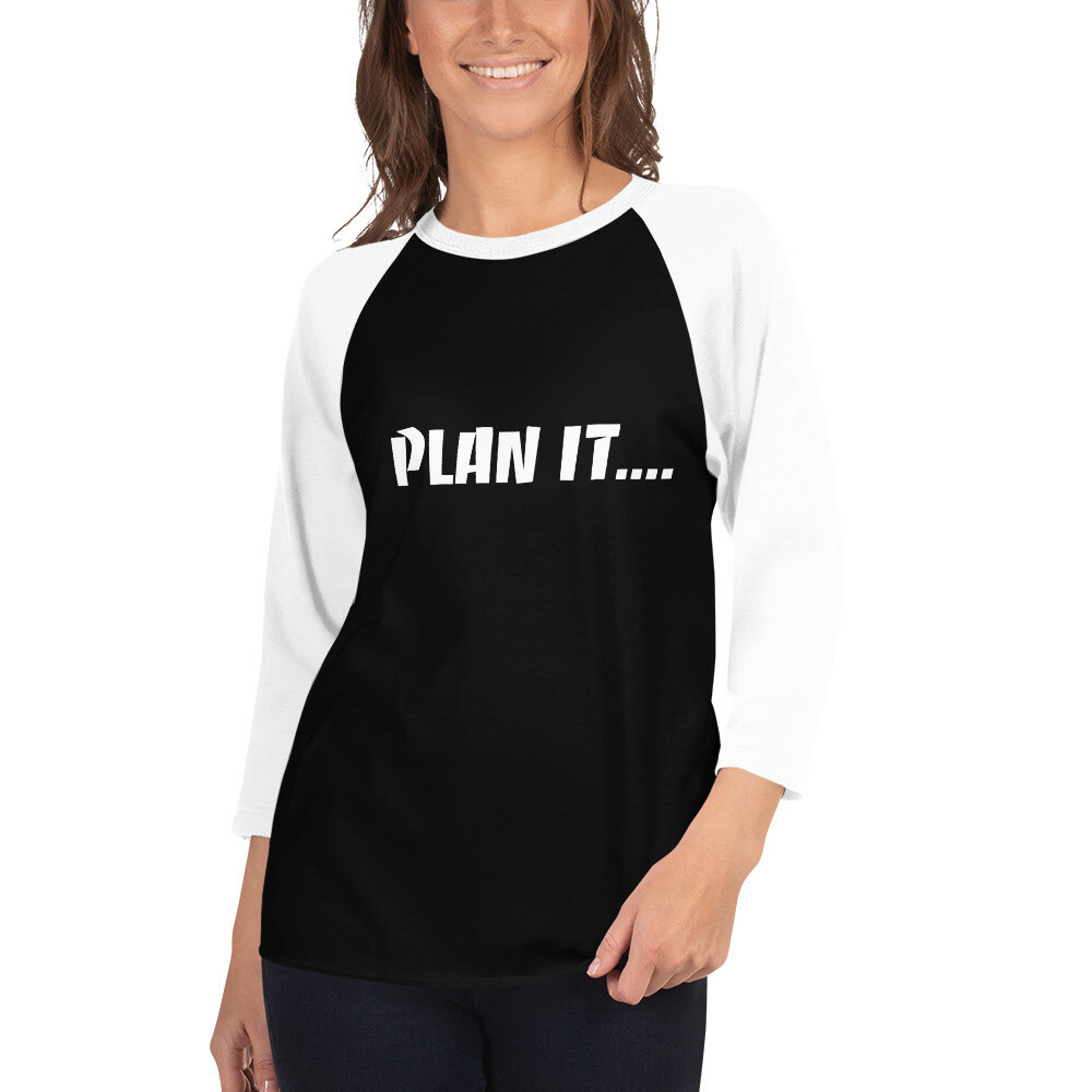 PLAN IT-3/4 sleeve raglan shirt, Color: Black/White, Size: S