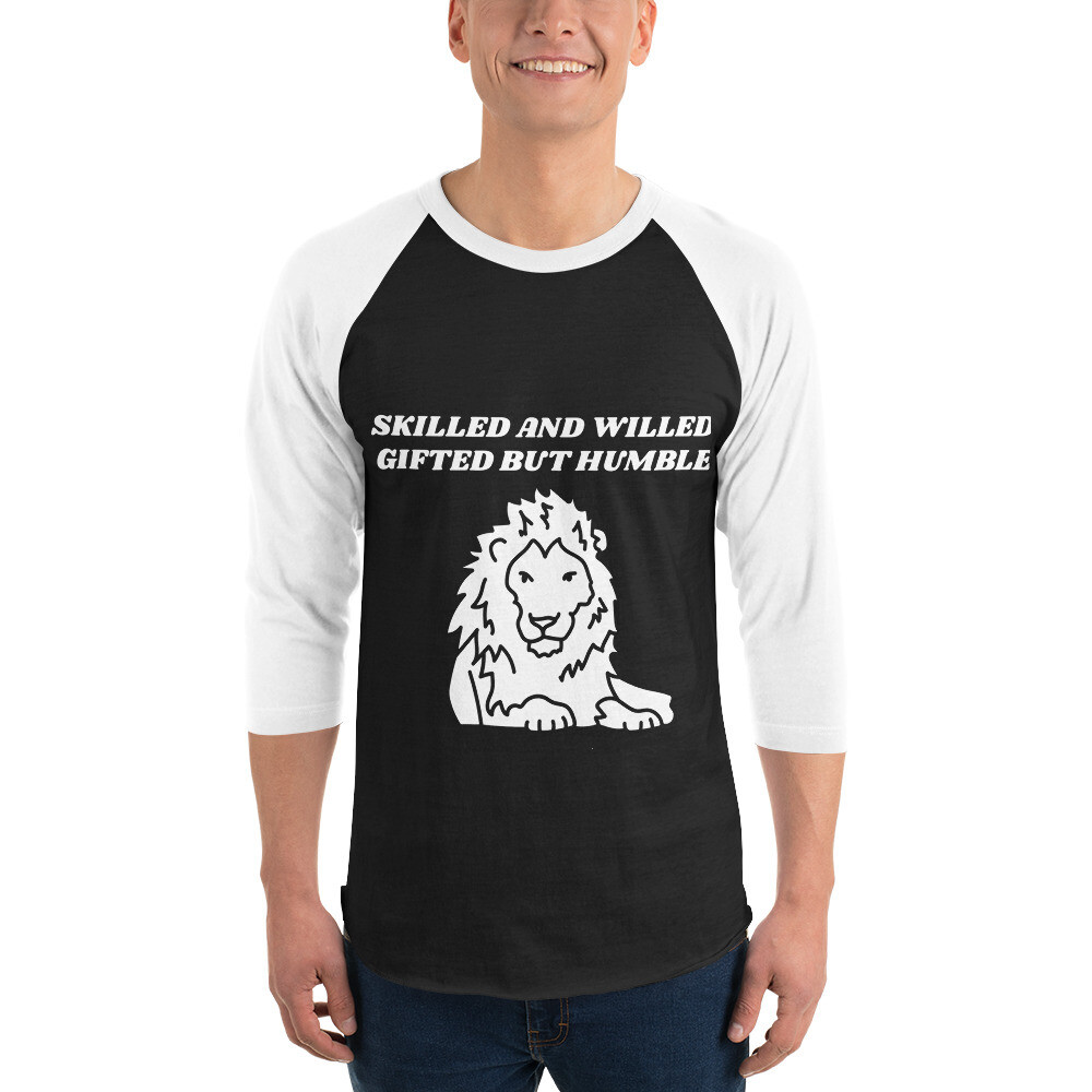 HUMBLE-3/4 sleeve raglan shirt, Color: Black/White, Size: S